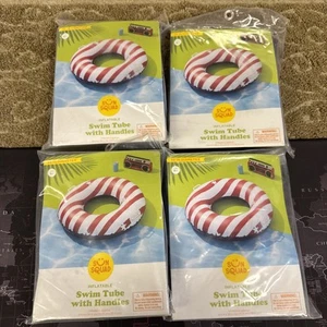 4X Sun Squad 36 Inch Inflatable Swim Tubes W Handles Red White & Blue - Picture 1 of 5