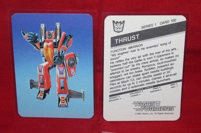 1985 Hasbro Transformers Card #100 Thrust Blue Variation Decepticons - Image 1 of 4