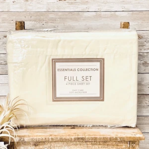 NWT Vintage Essentials Collection Full Sz Ivory 4 Pc Soft microfiber Sheet Set - Picture 1 of 7