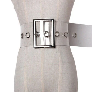 Cinture PVC Trasparenti Donna Moda Trasparente Larghe Abito Donna Fibbia Spilla Metallo - Foto 1 di 5
