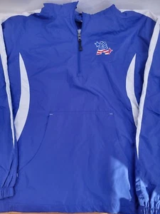 Sport-Tek Men’s XL Blue White 1/4 Zip Hooded Pullover Jacket Athletic - Picture 1 of 8
