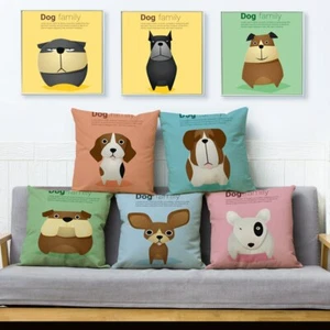 Cute Dog Family Throw Pillow Cushion Cover Pillow Case Car Sofa Home Decor - Picture 1 of 24