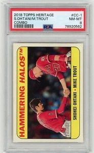 2018 Topps Heritage Shohei Ohtani RC High Number #CC-1 Mike Trout Combos PSA 8 - Picture 1 of 3