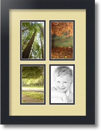ArtToFrames Collage Mat Picture Photo Frame 4 3x5" Openings in Satin Black 1 - Image 1 of 1