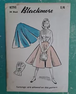 1950s Blackmore Paper Sewing Pattern Vintage Unused Swing Skirt Blouse 30in Bust - Picture 1 of 2