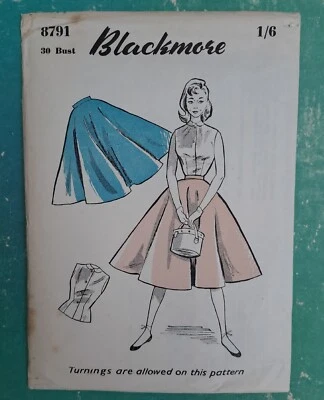 1950s Blackmore Paper Sewing Pattern Vintage Unused Swing Skirt Blouse 30in Bust - Image 1 of 2