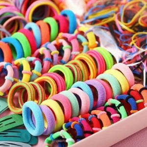 Candy Color Hair Clips Rope Ponytail Holder Girls Kids Hair Accessories Set - Picture 1 of 15