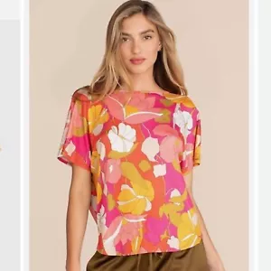 TRINA TURK ALLISA TOP PINK FLORAL SHIRT XS - Picture 1 of 8