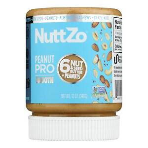 Nuttzo Peanut Butter, Smooth 12 oz - Pack of 6