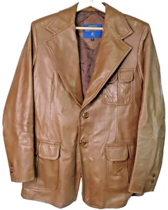 Vintage Rue Royale by Nino Cerruti Mens Leather Jacket Blazer 42L Rust/Brown 70s - Picture 1 of 15