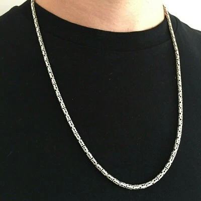 Collares de cadena bizantina Bali para hombre de plata de ley 925 cadena King 3 mm 40GR 28" Foto 1 de 4
