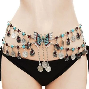 Bohemian Rhinestones Crystal  Waist Body Chain | Belly Dance Costume #769C - Picture 1 of 6