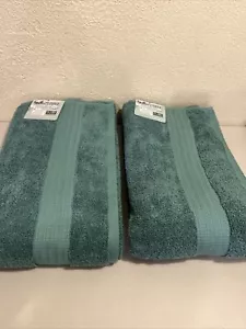 Lot Of 2 Purely Indulgent bath Sheet 35”X70” Oil Blue -Green Made In Green NWT - Picture 1 of 9