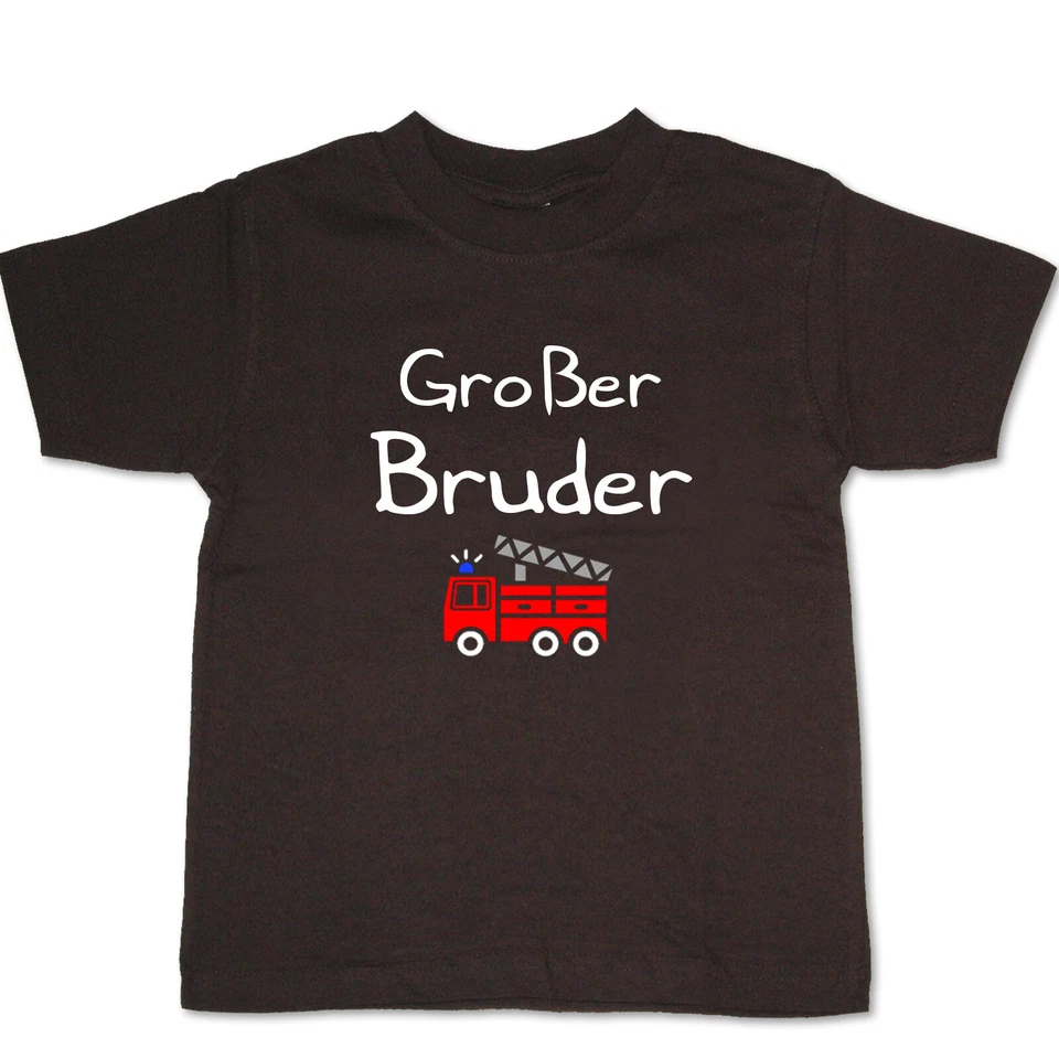 LITTLE BEE T Shirt mit Aufdruck Großer Bruder FEUERWEHRAUTO verschiedene Farben und Größen