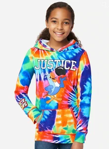 NWt 5 6 fruit loops rainbow tie dye hoodie pelican bird toucan sam JUSTICE fall - Picture 1 of 5