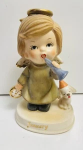 Vintage Napco Kalender Cutie Januar Neujahr Feier kleines Mädchen - Bild 1 von 5