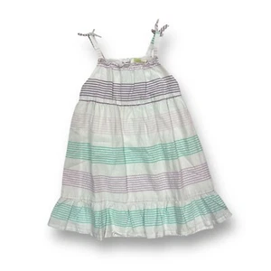 Girls Size 4T Purple & Green Striped Spaghetti Strap Sundress - Picture 1 of 2
