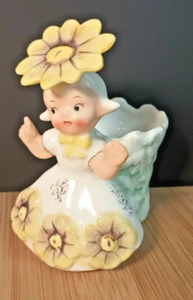Napco August Yellow Poppy Flower  Girl Magnetic Bobby  Pin Holder 1958 1c2786 - Picture 1 of 11