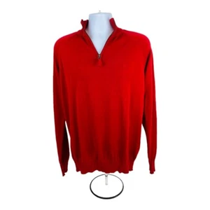 Timberland Hombres Pullover Suéter Rojo Cuello Simulado 1/4 Cremallera Manga Larga M - Imagen 1 de 6