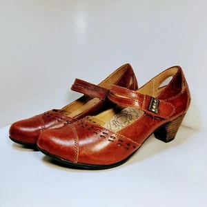 Zapatos de salón Taos Mary Jane de 2" de cuero perforado transpirables talla 7 correas borgoña - Imagen 1 de 11