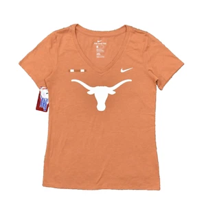 NEW Nike Women's Size S Basic Short Sleeve Orange Solid Cotton V-Neck Longhorns - Picture 1 of 8