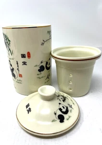 Playing Pandas Teacup W/ Infuser & Lid Asian Style - Picture 1 of 6
