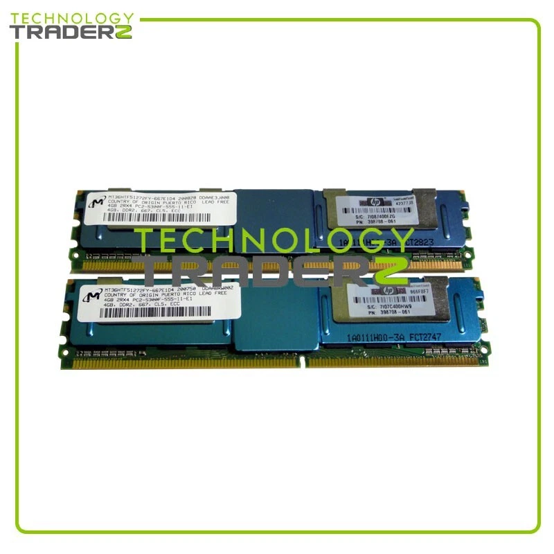 KIT OF 24 397415-B21 HP (2x 4GB) PC2-5300 DDR2-667MHZ ECC MEMORY kit 398708-061 - Image 1 of 1