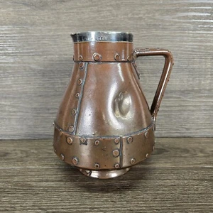Jarra de silicona Doulton Lambeth imitación cobre cuello plata maciza rara  - Imagen 1 de 16