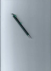 Bolígrafo vintage de goma negra con botón pulsador Sheaffer con ajuste verde con Adv. - Imagen 1 de 6