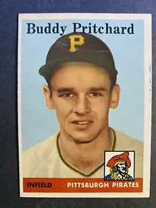 1958 Topps Baseball Buddy Pritchard Pittsburgh Pirates Rookie Card #151 - Foto 1 di 2