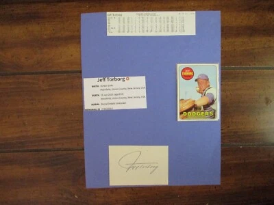 JEFF TORBORG(D-2025)Signed Trimmed Index Card w/8 x 11 Display w/1969 Topps/Obit - Image 1 of 4