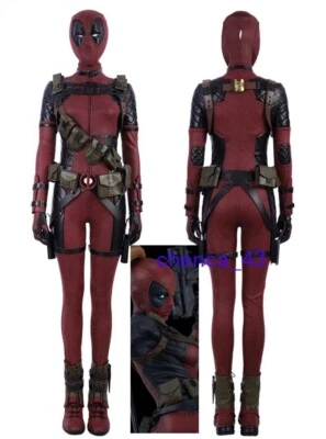 Ladypool Cosplay 服装连身裤面具鞋配件死侍女式服装 — 第 1/4 张图片