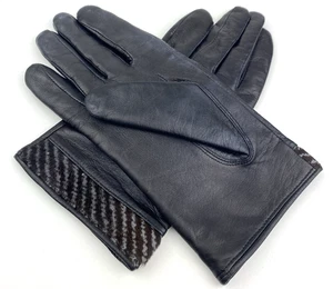 Overland Leder gefütterte Handschuhe Damen schwarz Besatz Haare Fahren klassisch Medium gebraucht, in einwandfreiem Zustand - Bild 1 von 8