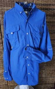 Blue Columbia Outdoors Fishing PFG Button Up Nylon Top Shirt Blouse Mens Sz XL  - Picture 1 of 5
