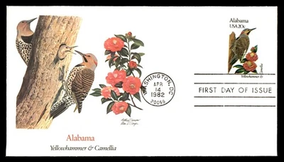 Mayfairstamps US FDC 1982 Yellowhammer and Camellia aau_58355 - Image 1 of 2