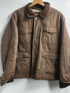 WRANGLER Mens M Jacket Sherpa Lined Western Chore Field Barn Snap Corduroy - Picture 1 of 11