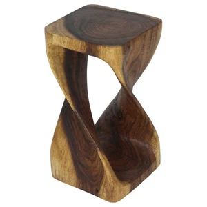 Haussmann Original Wood Twist End Table 10x10x18 in Height Oak Oil - Picture 1 of 9