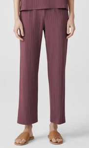 EILEEN FISHER (M) Ribbed Straight Leg Tencel Fig (Mauve) Ankle Pants Stretch Neu mit Etikett - Bild 1 von 15