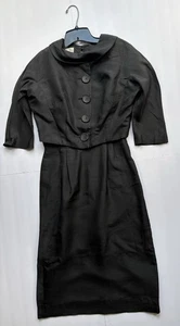 Vintage Gainsborg zweiteiliges Seidenkleid Set 50er Jahre schwarz - Bild 1 von 13