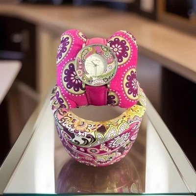 Новый с Ярлыками Vera Bradley очень Berry пейсли часы розовый кожаный ремешок с дисплеем коробка - Изображение 1 из 4
