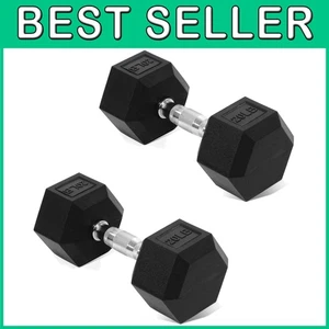 Rubber Coated Dumbbells Set 20lbs Pair Home Gym - Picture 1 of 9
