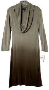 Connected Apparel Ombre Sweater Dress Womens Small Pewter Grayish Brown Cowl NWT - Picture 1 of 10