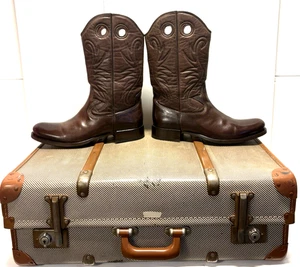 Boss Hugo Boss Herren Braun Leder Western Cowboystiefel UK Größe 9/9,5 - Bild 1 von 18