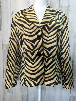 Mob жена сексуальный винтажный леопард/животное печати Blazer 2 кнопки Snap куртка наплечные подушечки - Изображение 1 из 4