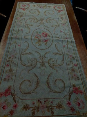 french aubusson Design  needlepoint Hand Knotted rug  2x4 feet wool - Image 1 of 4
