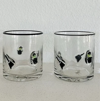 2 NUEVO Anthro Dupe Halloween Bruja y Escoba Incrustación Doble Gafas Antiguas Foto 1 de 4