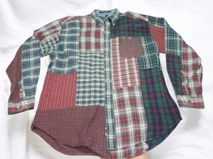 Vintage Tommy Hilfiger Herren XL Patchwork Karo Langarm Hemd Bunt 90er - Bild 1 von 11