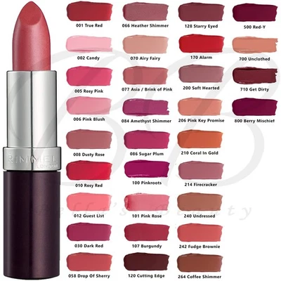 RIMMEL London Lasting Finish Lipstick, Smooth + Creamy, 4g *CHOOSE YOUR SHADE* - Image 1 of 4