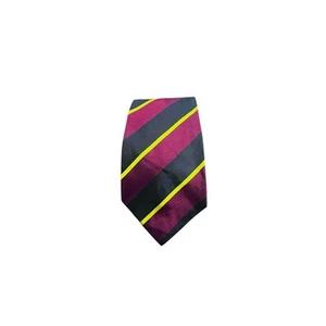 Lands' End Maroon Navy Gold Stripe Men's 100% Silk Ties  - Picture 1 of 4