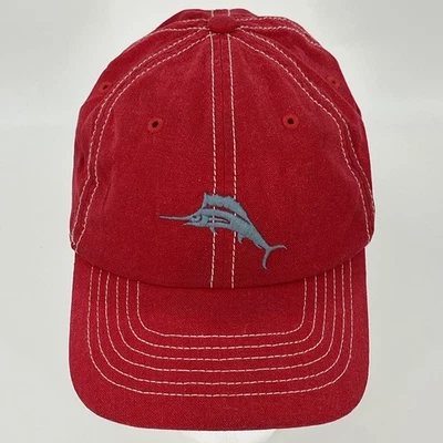 Tommy Bahama Hat - Red StrapBack Baseball Cap - 100% Linen - Swordfish Logo - Image 1 of 4
